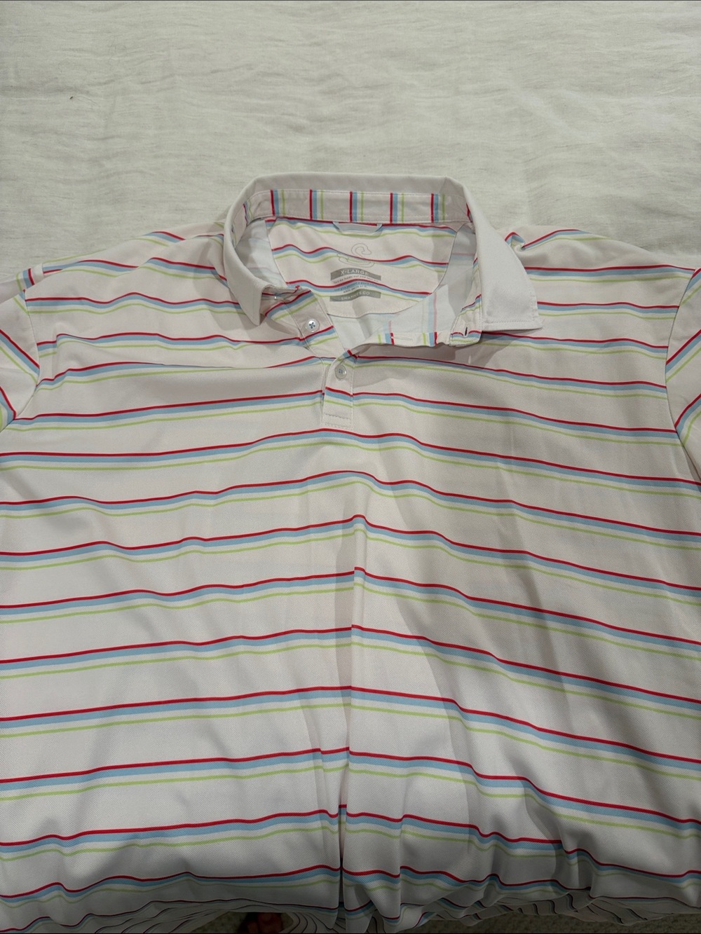 Annie White Polo with Red, Blue & Green Stripes - Picture 3 of 3